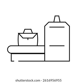 x-ray equipment for scanning baggage line icon vector. x-ray equipment for scanning baggage sign. isolated contour symbol black illustration