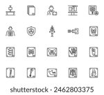 X-ray examination line icons set. linear style symbols collection, outline signs pack. Body parts x ray vector graphics. Set includes icons as scan of head, hands, legs, torso of skeleton, radiology