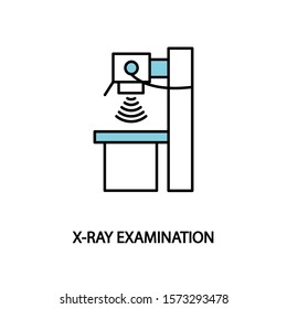 X-RAY examination vector line icon. Cancer diagnostics.
