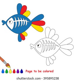 X-ray fish to be colored. Coloring book for children. Visual game.