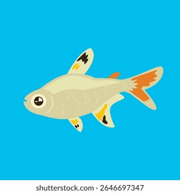 X-ray fish with translucent body showcasing internal structure, swimming gracefully in a clear freshwater environment. Ideal for aquarium life, exotic fish, biology, and educational content.
