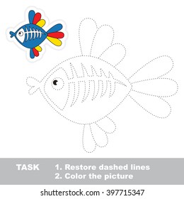X-ray fish in vector to be traced. Restore dashed line and color the picture. Trace game for children.
