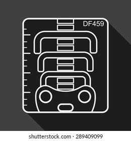 x-ray flat icon with long shadow, line icon