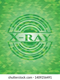 X-ray green emblem with triangle mosaic background. Vector Illustration. Detailed.