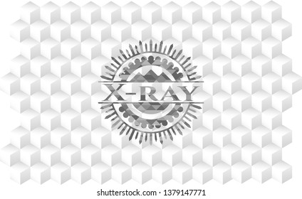 X-ray grey emblem with geometric cube white background