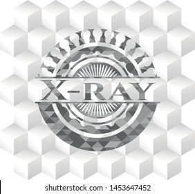 X-ray grey emblem with geometric cube white background