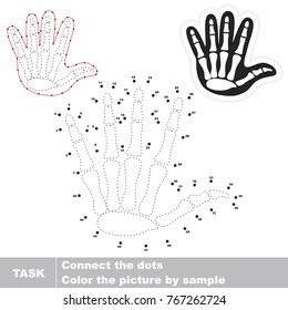 X-ray Hand. Dot to dot educational game for kids.