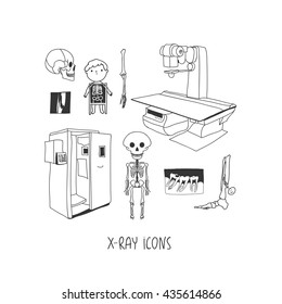 X-ray hand drawn icon set