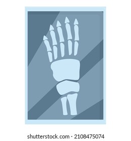 Vector de caricatura de iconos de exploración de mano de rayos X. Prueba ósea. Radiología del doctor