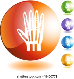 X-ray hand web button isolated on a background