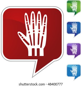 X-ray hand web button isolated on a background