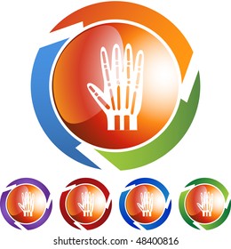 X-ray hand web button isolated on a background