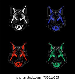 The x-ray head of a wolf. Vector illustration.