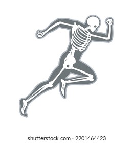 Xray Human Body Of A Man With Skeleton Running Vector