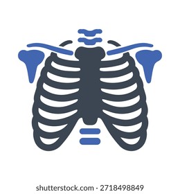X-Ray of a human rib cage icon on white background