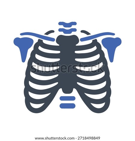 X-Ray of a human rib cage icon on white background