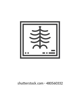 X-Ray of a human rib cage symbol. X-radiation line icon, outline vector logo illustration, linear pictogram isolated on white