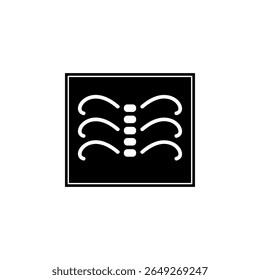 X-Ray of a Human Spine, Roentgen Bone Solid Flat Vector Icon Isolated on White Background.
