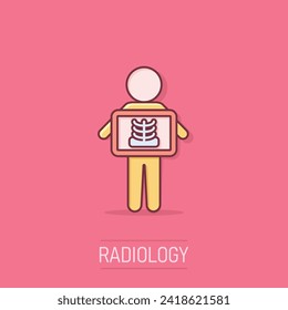 X-ray icon in comic style. Radiology cartoon vector illustration on isolated background. Medical scan splash effect business concept.