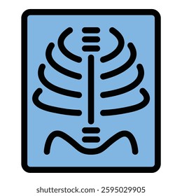 X-ray icon in flat line style representing medical imaging bone examination and diagnostics ideal for healthcare radiology and wellness concepts.