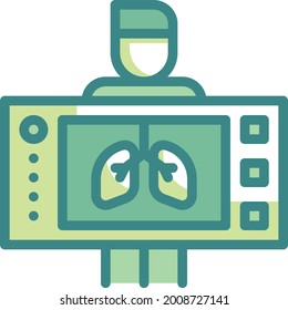 X-Ray icon. Simple, flat, outline, two tones, color.