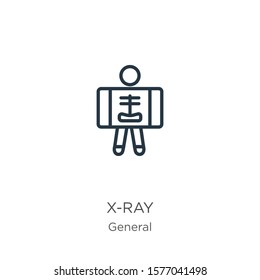 X-ray icon. Thin linear x-ray outline icon isolated on white background from general collection. Line vector sign, symbol for web and mobile