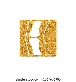 X-Ray image icon in gold glitter texture. Sparkle luxury style vector illustration.