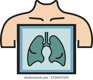 Radiografía de pulmones humanos dentro de un torso que muestra el sistema respiratorio para diagnóstico médico