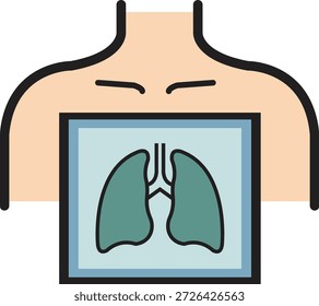 Radiografía de pulmones humanos dentro de un torso que muestra el sistema respiratorio para diagnóstico médico
