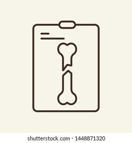 X-ray line icon. Broken bone, scan, trauma. Medicine concept. Vector illustration can be used for topics like radiology, broken leg, roentgen