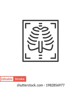 X-ray line icon. Simple outline style. Radiology, chest, scan, medical, skeleton, bone, technology, medical concept. Vector illustration isolated on white background. Thin line. Editable stroke EPS 10