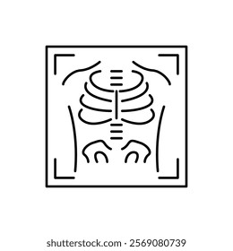 X-ray line icon. Simple outline style. Radiology, chest, scan, medical, skeleton, bone, technology, medical concept. Vector illustration isolated on white background. Thin line.