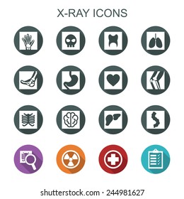 x-ray long shadow icons, flat vector symbols