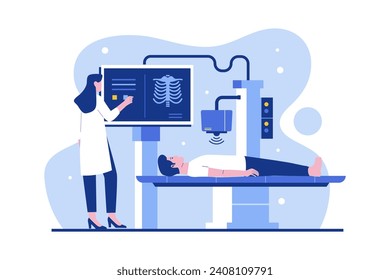 X-ray machine concept illustration. Vector flat illustration