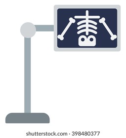 X-ray machine with image of skeleton.