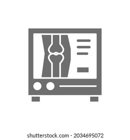 X-ray, medical examination grey icon. Isolated on white background
