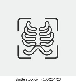 x-ray medical scan vector icon chest rib cage scan 
