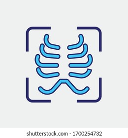 Röntgenaufnahme der medizinischen Vektorillustration Symbol Brustkorbaufnahme 