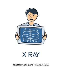 x-ray minimalist out line hand drawn medic flat icon illustration