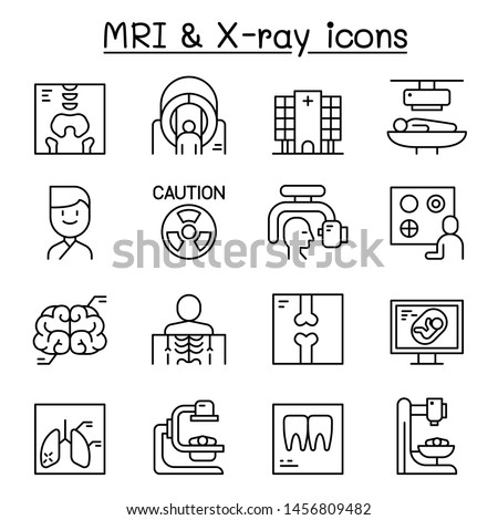 X-ray, MRI & Medical diagnostic icon set in thin line style