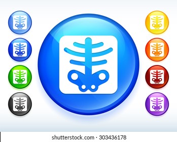 X-ray on Colorful Round Button
