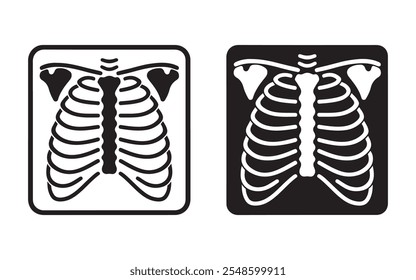 X-Ray outline and black filled icon set. Vector illustration.