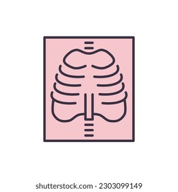 Icono de línea vectorial relacionada con rayos X. Aislado sobre fondo blanco. Ilustración vectorial. Trazo editable