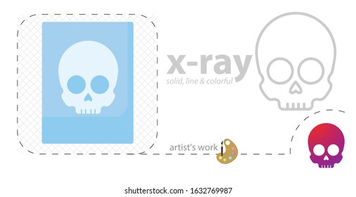 X-ray ribs vector flat illustration, solid, line icon