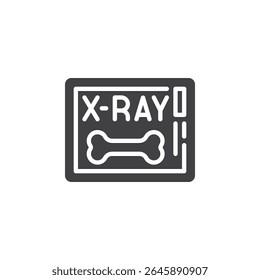 Ícone sólido do osso da varredura de raios X. ícone do vetor médico do glifo da imagem do esqueleto. Usado como sinal e símbolo de assistência médica em diagnóstico ortopédico e radiologia.