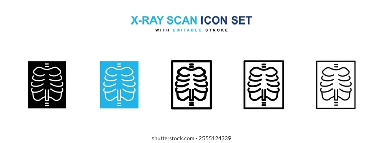 X-ray scan icon collection in black and blue colors