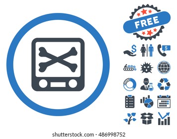 Xray Screening icon with free bonus icon set. Vector illustration style is flat iconic bicolor symbols, smooth blue colors, white background.