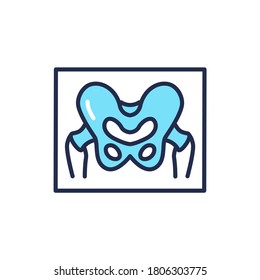 X-ray screening pelvis color line icon. Isolated vector element. Outline pictogram for web page, mobile app, promo 