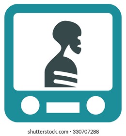 Xray Screening vector icon. Style is flat bicolor soft blue symbol, rounded angles, white background.
