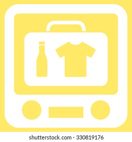 Xray Screening vector icon. Style is flat white symbol, rounded angles, yellow background.